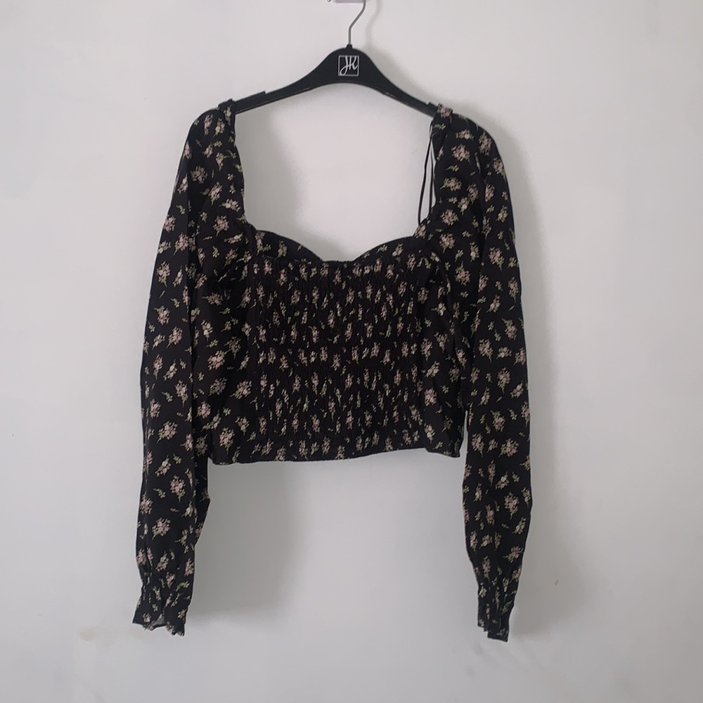 H&M | Floral Corset Top Size Large Brand New Black - Picture 7 of 8